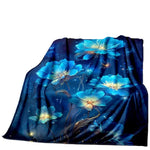 Blue Floral Throw Blanket