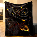 Black Floral Throw Blanket