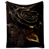 Black Floral Throw Blanket