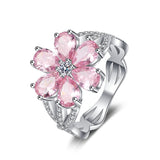 Pink Crystal Flower ring 