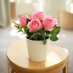 Artificial Potted Pink Roses Display