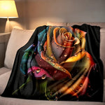 Rainbow Rose Throw Blanket