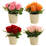 Potted Silk Roses Display