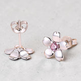 Sakura Flower Earrings Back View