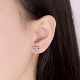 Sakura Flower Earrings on Ear