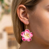 Hawaiian Plumeria Earrings (Drop)