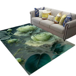 Green Floral Area Rug