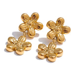 14k Gold Flower Drop Earrings