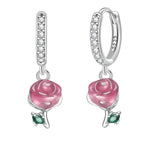 Pink Rose Dangle Earrings