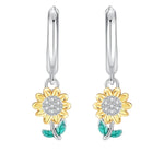 Sunflower Drop Earrings (Silver)