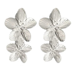 Floral Statement Earrings (Silver, Stud)