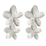 Floral Statement Earrings (Silver, Stud)