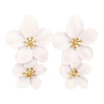 White Flower Statement Earrings