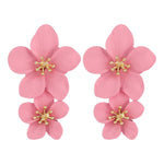 Pink Flower Statement Earrings