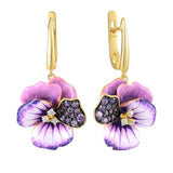 Floral Drop Hoop Earrings