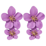 Purple Flower Dangle Earrings