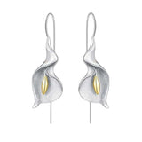 Calla Lily Drop Earrings (Silver)