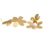 Gold Floral Drop Earrings