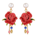 Rose and Pearl Earrings