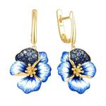 Flower Drop Hoop Earrings