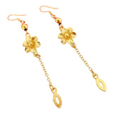 Long Gold Flower Earrings (Drop)