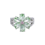 Green Crystal Flower Ring