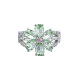 Green Crystal Flower Ring