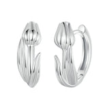Silver Flower Hoop Earrings