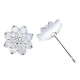 Silver Lotus Earrings Back View