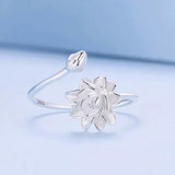 Silver Lotus Ring Top View