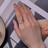 Silver Lotus Ring on Finger