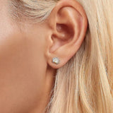 Silver Orchid Earrings on Ear