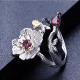 Silver Poppy Ring Close Up View