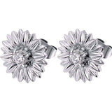 Silver Sunflower Stud Earrings