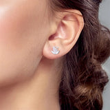 Silver Tulip Earrings on Ear