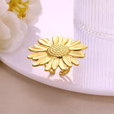 Stainless Steel Sunflower Ring Side View