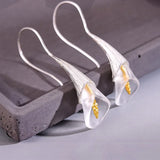 Sterling Silver Calla Lily Earrings Close Up View