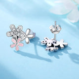 Sterling Silver Flower Stud Earrings Back View