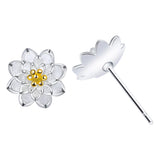 Sterling Silver Lotus Earrings Back View