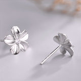 Sterling Silver Plumeria Earrings Back View