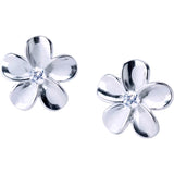 Sterling Silver Plumeria Earrings Close-Up View