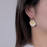 Sterling Silver Poppy Earrings on Ear
