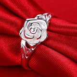 Sterling Silver Rose Flower Ring Top View