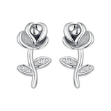 Sterling Silver Rose Stud Earrings