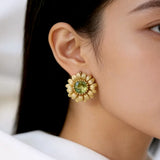 Sun Flower Earrings on Ear