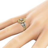 Sunflower Band Ring on Finger