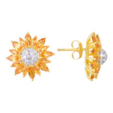 Sunflower Design Earrings Side View