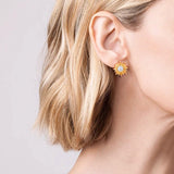 Sunflower Design Earrings on Ear