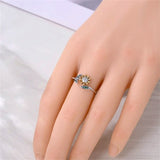 Sunflower Design Ring on Finger