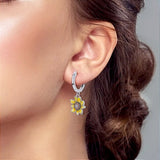 Sunflower Earrings on Ear